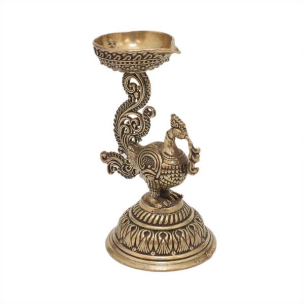 KALARAMBH Brass Peacock Diya 3.2 Inch, 1 Pcs BH10590