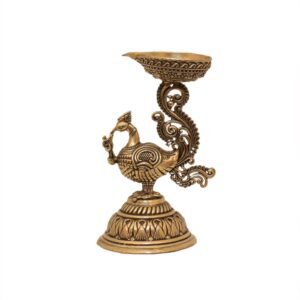 KALARAMBH Brass Peacock Diya 5 Inch, 1 Pcs BH10591