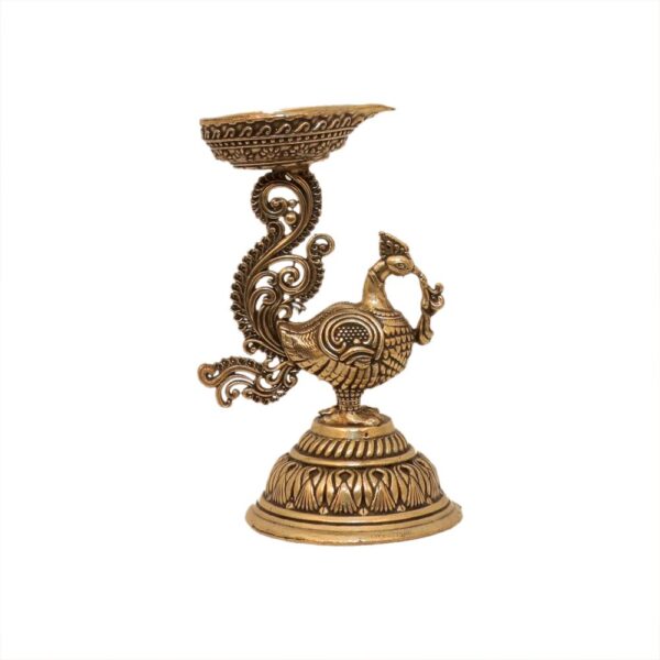 KALARAMBH Brass Peacock Diya 5 Inch, 1 Pcs BH10591