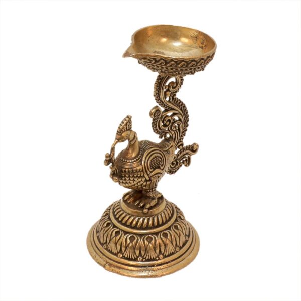 KALARAMBH Brass Peacock Diya 5 Inch, 1 Pcs BH10591
