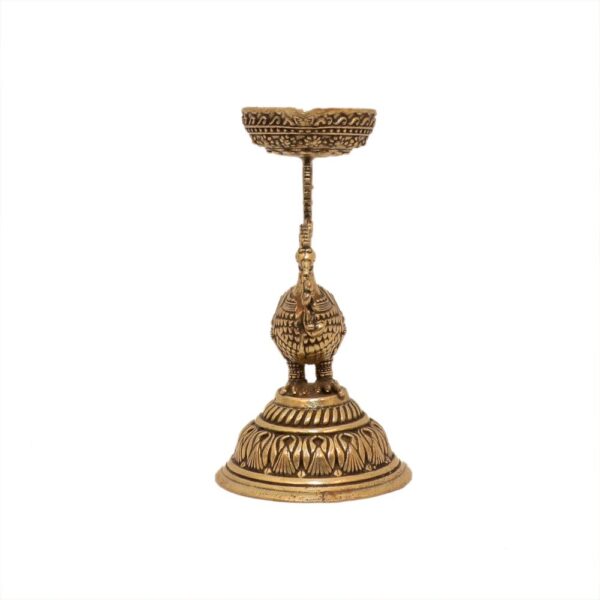 KALARAMBH Brass Peacock Diya 5 Inch, 1 Pcs BH10591