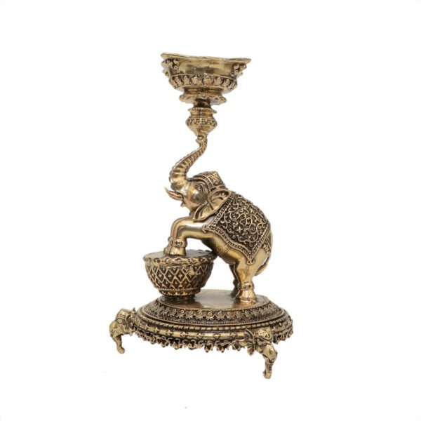 KALARAMBH Brass Elephant Diya 6 Inch, 1 Pcs BH10592