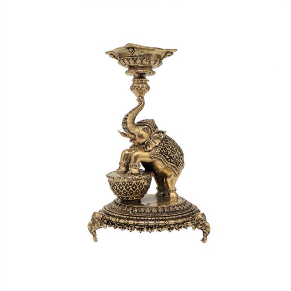 KALARAMBH Brass Elephant Diya 6 Inch, 1 Pcs BH10592