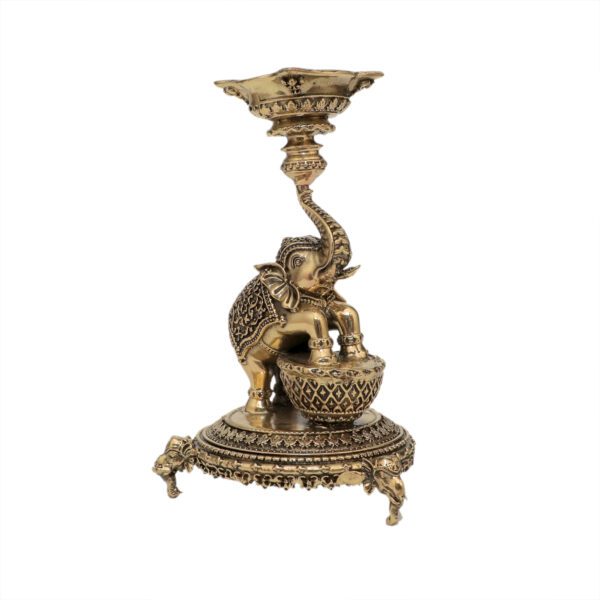 KALARAMBH Brass Elephant Diya 6 Inch, 1 Pcs BH10592