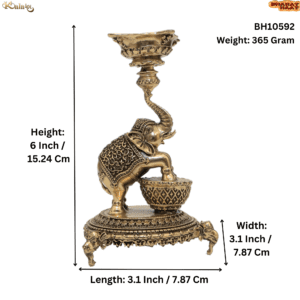 KALARAMBH Brass Elephant Diya 6 Inch, 1 Pcs BH10592