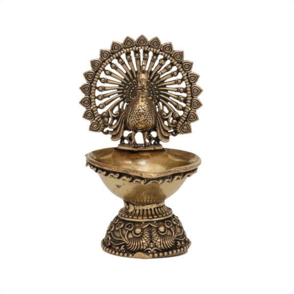 KALARAMBH Brass Peacock Diya 2.8 Inch, 1 Pcs BH10594