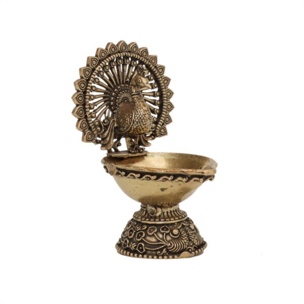 KALARAMBH Brass Peacock Diya 2.8 Inch, 1 Pcs BH10594