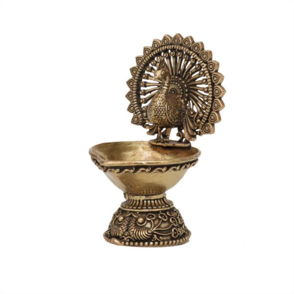 KALARAMBH Brass Peacock Diya 2.8 Inch, 1 Pcs BH10594