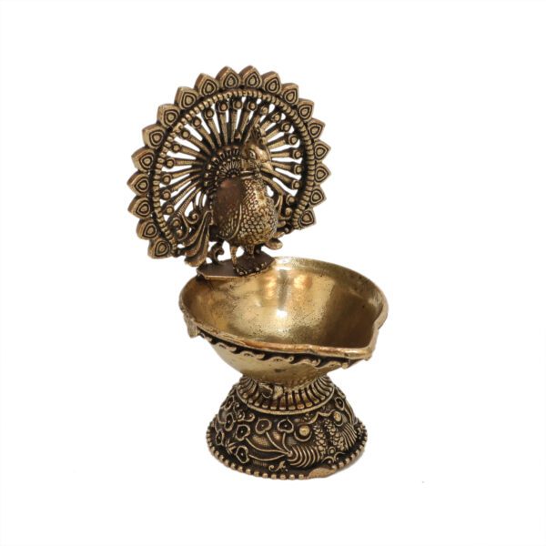 KALARAMBH Brass Peacock Diya 2.8 Inch, 1 Pcs BH10594