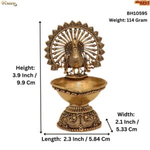 KALARAMBH Brass Peacock Diya 3.9 Inch, 1 Pcs BH10595