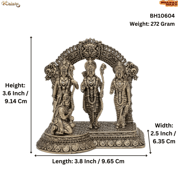 KALARAMBH Brass Ram darbar 3.6 Inch, 1 Pcs BH10604