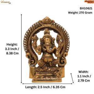 KALARAMBH Brass Ganesha 3.3 Inch, 1 Pcs BH10621