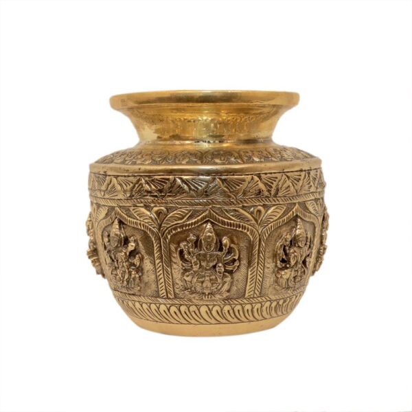 KALARAMBH Brass Laxmi Pot 5 Inch, 1 Pcs BH10629