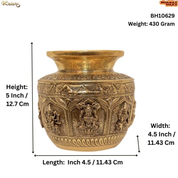 KALARAMBH Brass Laxmi Pot 5 Inch, 1 Pcs BH10629