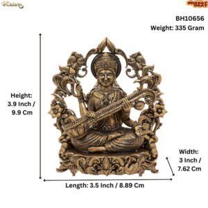 KALARAMBH Brass saraswati 3.9 Inch, 1 Pcs BH10656