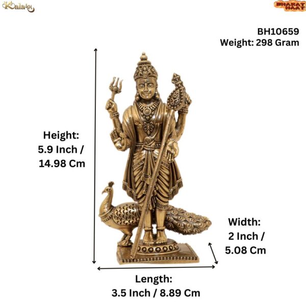 KALARAMBH Brass Kartikeya 5.9 Inch, 1 Pcs BH10659