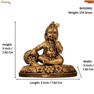 KALARAMBH Brass Bal Krishna 3 Inch, 1 Pcs BH10661