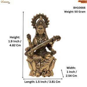 KALARAMBH Brass Saraswati Maa 1.9 Inch, 1 Pcs BH10666