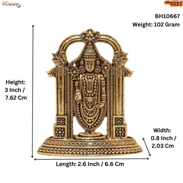 KALARAMBH Brass Tirupati Balaji 3 Inch, 1 Pcs BH10667