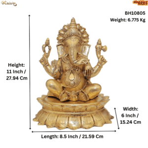 KALARAMBH Brass Ganesha 11 Inch, 1 Pcs BH10805