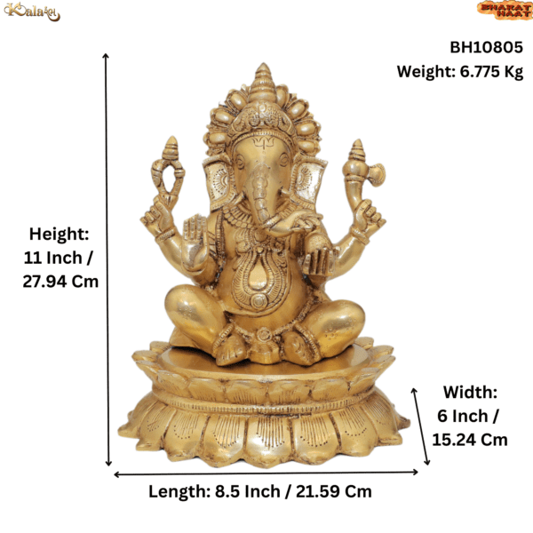 KALARAMBH Brass Ganesha 11 Inch, 1 Pcs BH10805