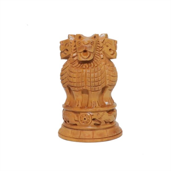 KALARAM BH Wooden Ashoka Stam BH Pen Stand 4.25 Inch, 1 Pcs BH09771