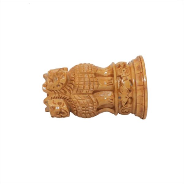 KALARAM BH Wooden Ashoka Stam BH Pen Stand 4.25 Inch, 1 Pcs BH09771