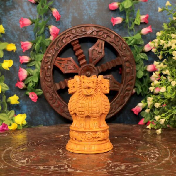 KALARAM BH Wooden Ashoka Stam BH Pen Stand 4.25 Inch, 1 Pcs BH09771