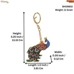 KALARAM BH Wooden Peacock Keychian 5.25 Inch, 1 Pcs BH09802