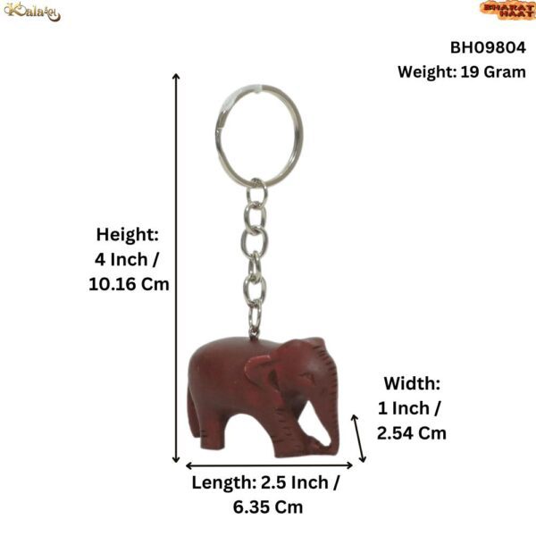 KALARAM BH Wooden Elaphant Keychain 4 Inch, 1 Pcs BH09804