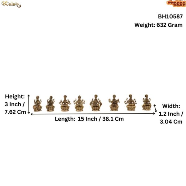 KALARAMBH Brass Asthlaxmi 3 Inch, 1 Pcs BH10587