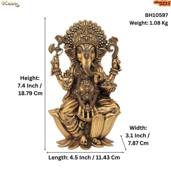 KALARAM BH Brass Ganesha 7.4 Inch, 1 Pcs BH10597