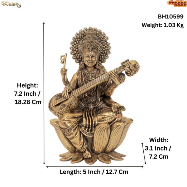 KALARAM BH Brass sarswati 7.2 Inch, 1 Pcs