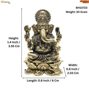 KALARAMBH Brass Ganesha 1.4 Inch, 1 Pcs BH10723