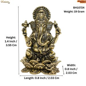 KALARAMBH Brass Ganesha 1.4 Inch, 1 Pcs BH10724