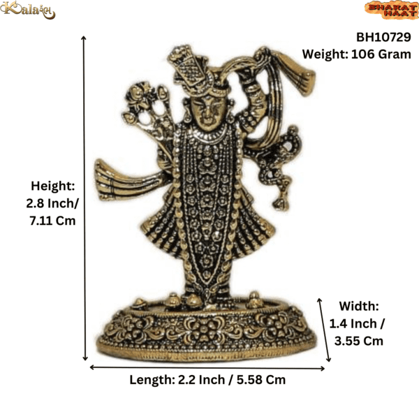 Brass Shrinathji For Collectible Handicraft 2.8″ Inch