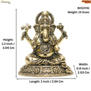 KALARAMBH Brass Ganesha 1.2 Inch, 1 Pcs BH10741