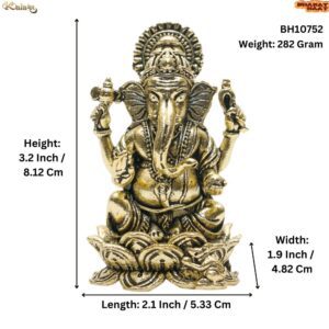 KALARAMBH Brass Ganesha 3.2 Inch, 1 Pcs BH10752