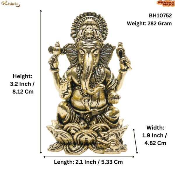 KALARAMBH Brass Ganesha 3.2 Inch, 1 Pcs BH10752