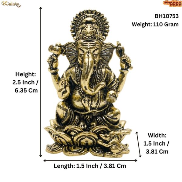 KALARAMBH Brass Ganesha 2.5 Inch, 1 Pcs BH10753