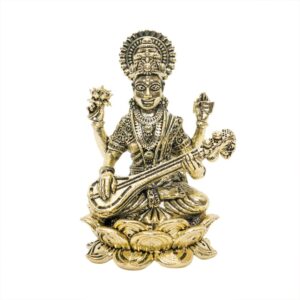 KALARAMBH Brass Saraswati 3.2 Inch, 1 Pcs BH10758