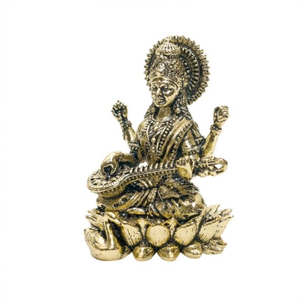 KALARAMBH Brass Saraswati 1.2 Inch, 1 Pcs BH10765