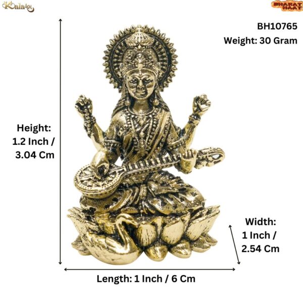 KALARAMBH Brass Saraswati 1.2 Inch, 1 Pcs BH10765