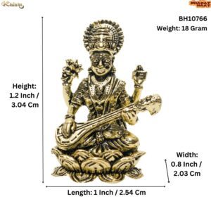 KALARAMBH Brass Saraswati 1.2 Inch, 1 Pcs BH10766