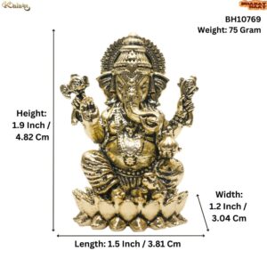 KALARAMBH Brass Ganesha 1.9 Inch, 1 Pcs BH10769