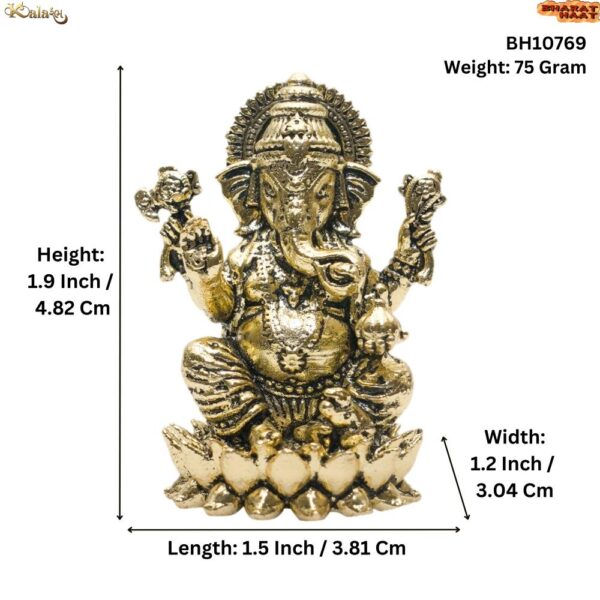 KALARAMBH Brass Ganesha 1.9 Inch, 1 Pcs BH10769