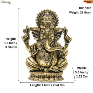 KALARAMBH Brass Ganesha 1.2 Inch, 1 Pcs BH10770