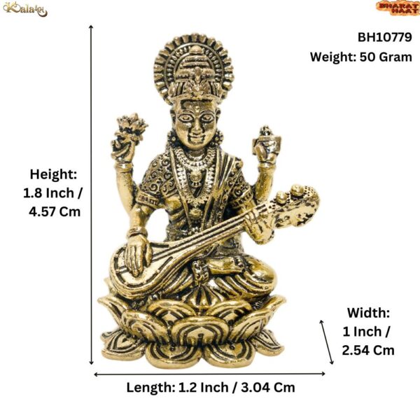 KALARAMBH Brass Saraswati 1.8 Inch, 1 Pcs BH10779