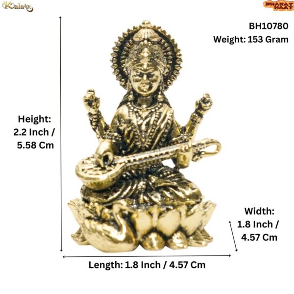 KALARAMBH Brass Saraswati 2.2 Inch, 1 Pcs BH10780