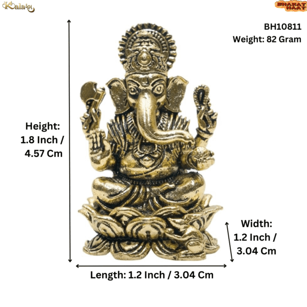 KALARAMBH Brass Ganesha 1.8 Inch, 1 Pcs